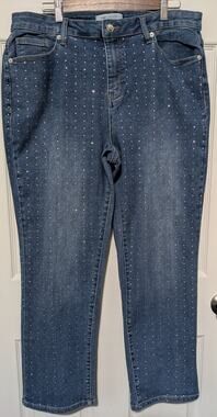 Cato High Rise Crystal Rhinestone Embellished Jeans Plus Size 18W Straight Leg